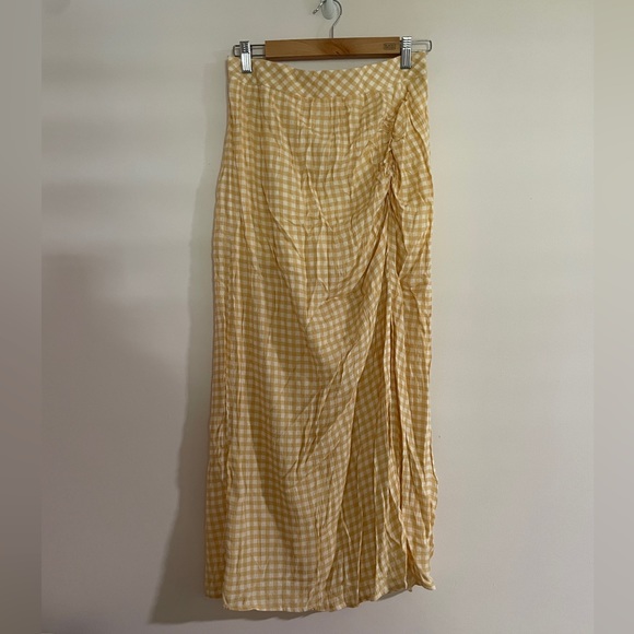 NWT Promesa Delightful Days Ruched Gingham Midi Skirt Large - Picture 3 of 8